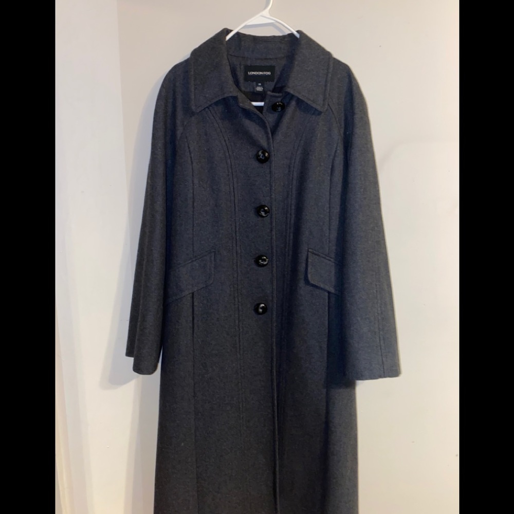 London Fog Trench Coat Dark Grey Size 14